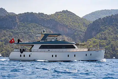 alegria trawler exterior starboard side view 