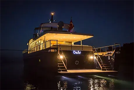 dali trawler yacht evening view