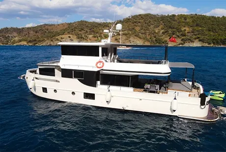 port side view nayk 1 trawler yacht 