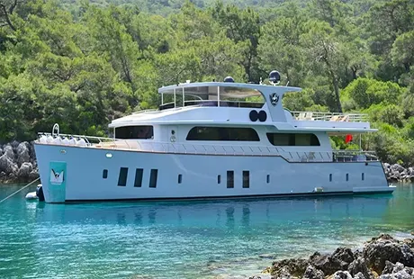 simay f trawler docked in the cove 