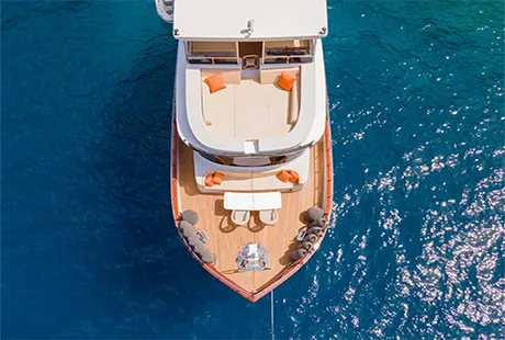 trawler yacht simay m drone top view