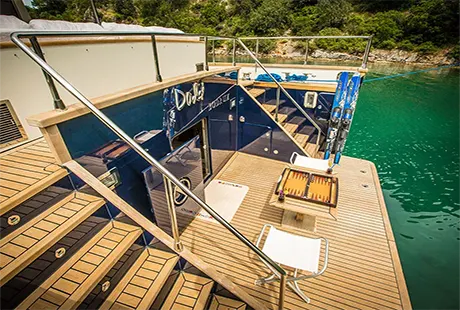 back platform with chairs and table dali yacht 