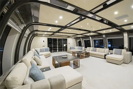 vetro yacht a motore ponte superiore area interna 